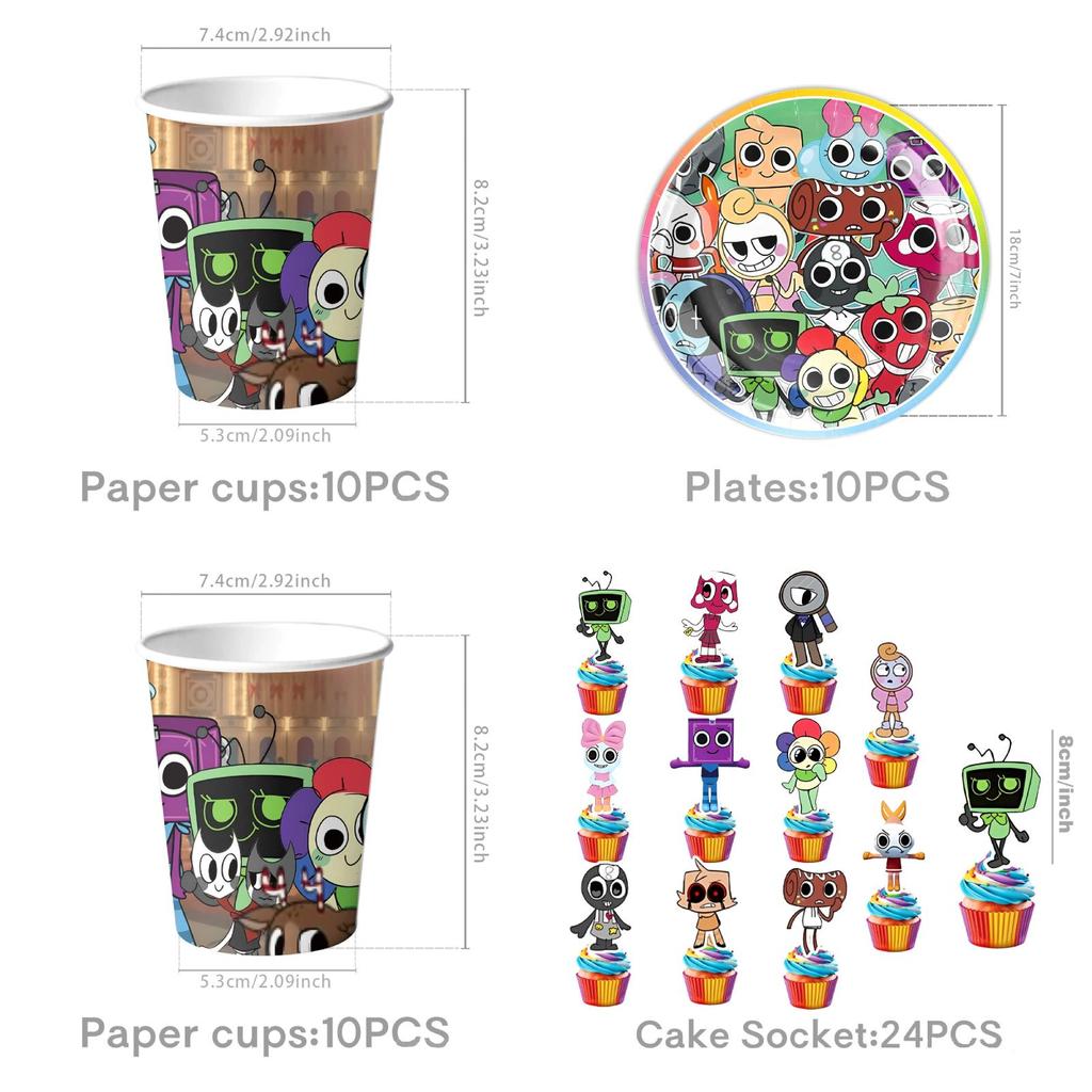 Dandys World Kids Birthday Party Kit With Table Cover Plates Cups And Flags For Festive Decor