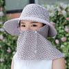 Sun Hat Farm Work Tea Picking Cycling Outing Sun-proof Hat Women Sunscreen Mask Outdoor Ladies Work Floral Wide Brim Sun Hat
