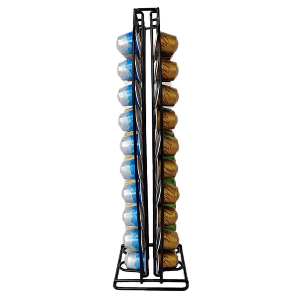 Metal Coffee Pod Holder 360° Rotatable Capsules Storage Organizer for Nespresso For Home Kitchen