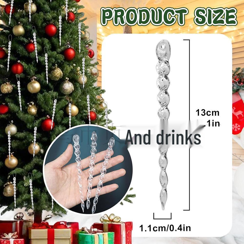 20-Piece Spiral Acrylic Icicle Ornaments for Christmas Tree and DIY Party Decorations