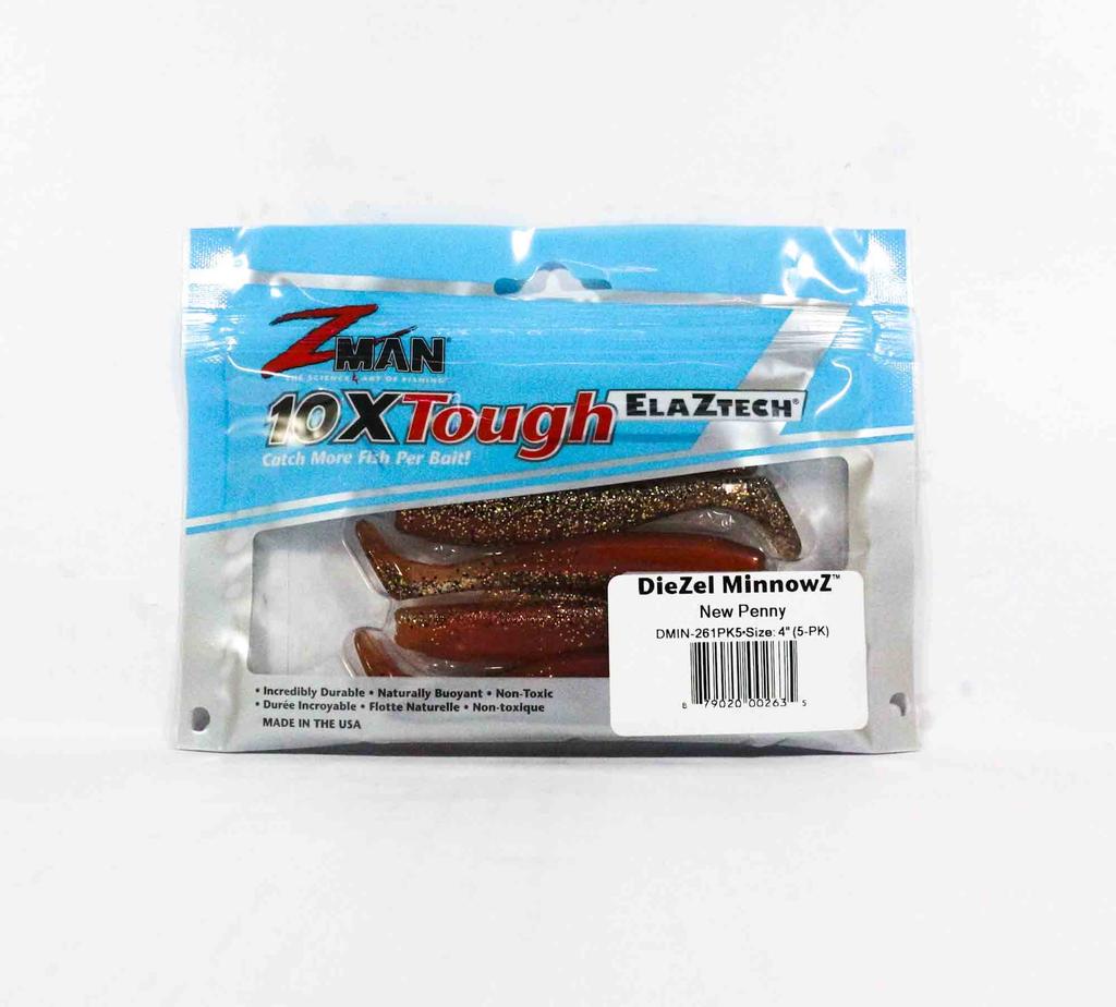 Zman Soft Lure Diezel MinnowZ 4 Inch 5/Pack New Penny (2635)