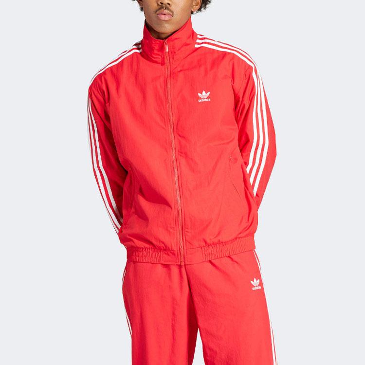 adidas Originals Adicolor Firebird Trainingsjacke mit drei Streifen und Stehkragen Herren Oberbekleidung Rot IT2495