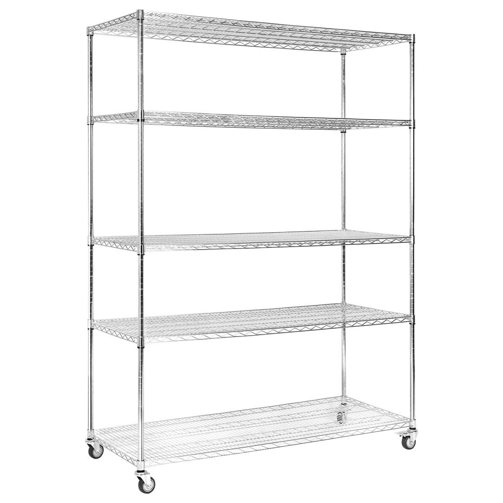 5 Tier 7500lbs Capacity Garage Shelving with Wheels & Shelf Liner Solid Steel Wire Rack for Pantry Garage Commercial Industrials
