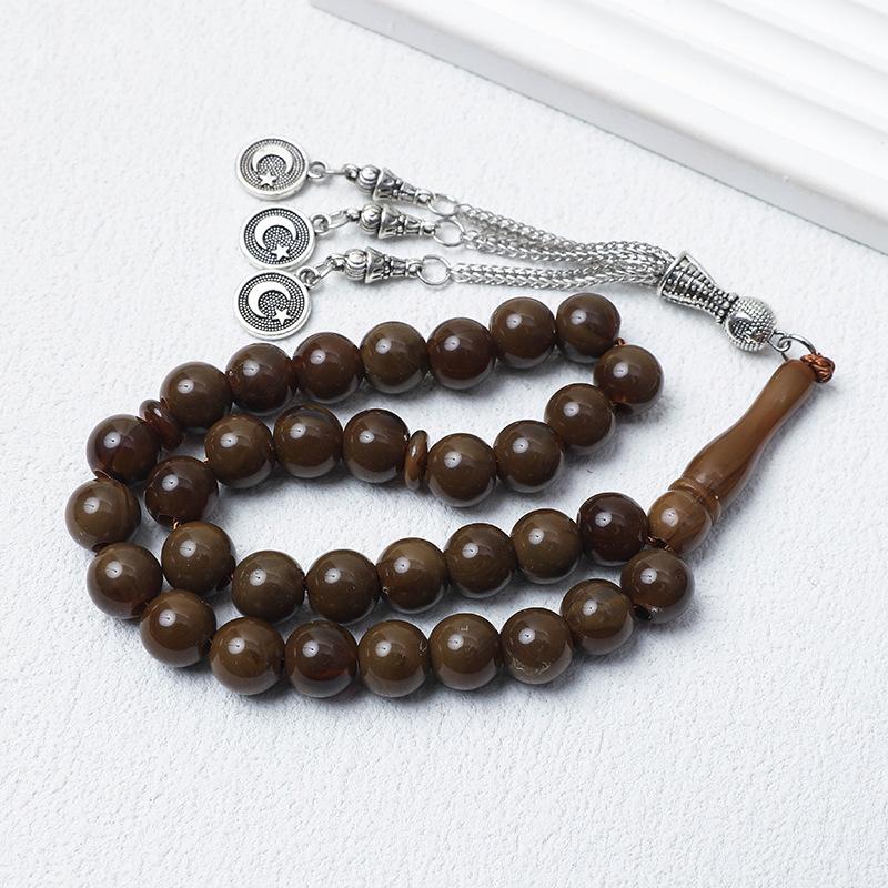 Unisex 33-Bead 10mm Tasbih: Middle Eastern Muslim Prayer Beads