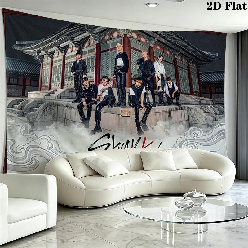 SKZ Kpop Wall Tapestry Aesthetic Wall Hanging Printed Fabric Blanket Decorative Tapestries for Bedroom Living Room Home Decor