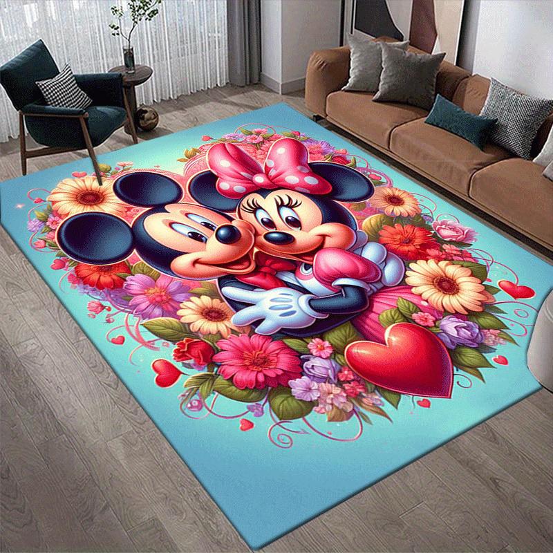 1pc Mickey Pattern Area Rug Soft Flannel Floor Mat for Living Room,Office,Bedroom and Carpet