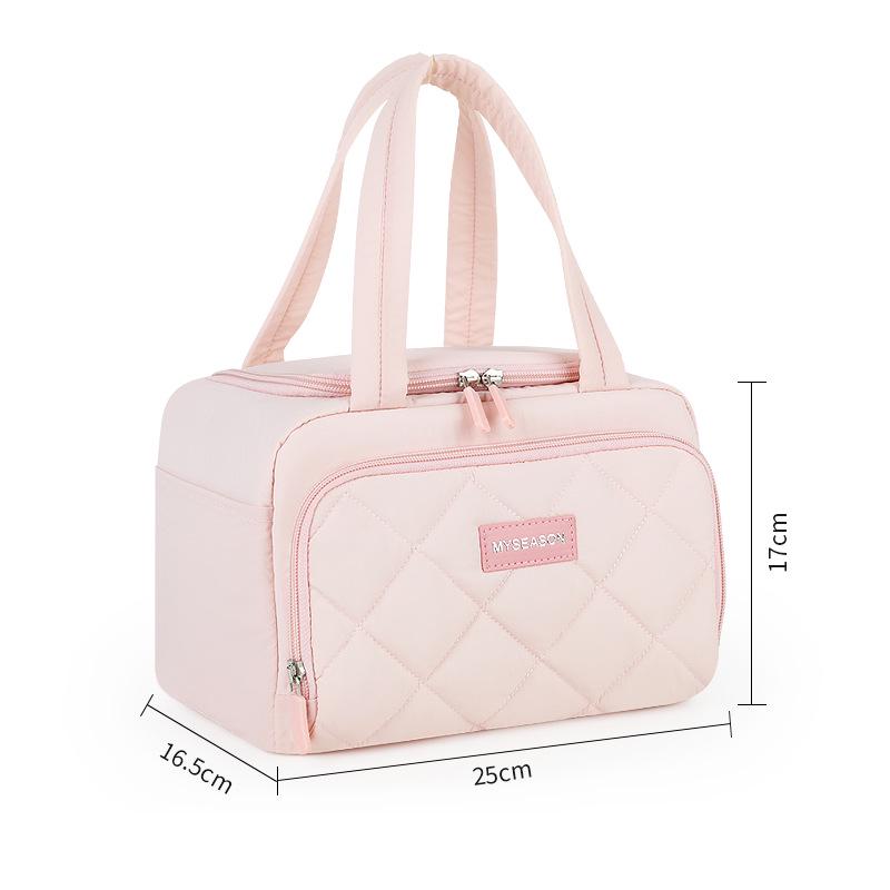 Colorblock Large Capacity Insulated Crossbody Lunch Bag with Thick Aluminum Foil
