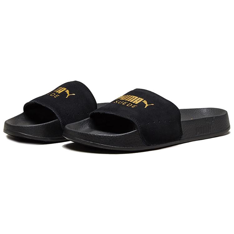 New PUMA Leadcat Suede Slide 'Black Team Gold' 365758-01