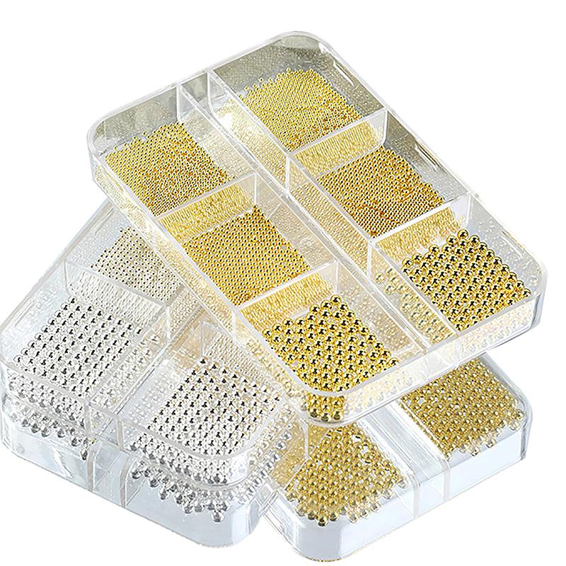 6 Grids/Box  Nail Art Mini Metal Caviar Beads Steel Beads 3D Design Diy