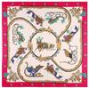 New Silk Scarf Women Large Shawls Horse Carriage Stoles Square Bandana Luxury Kerchief Hijab Scarf Female Foulards 130CM