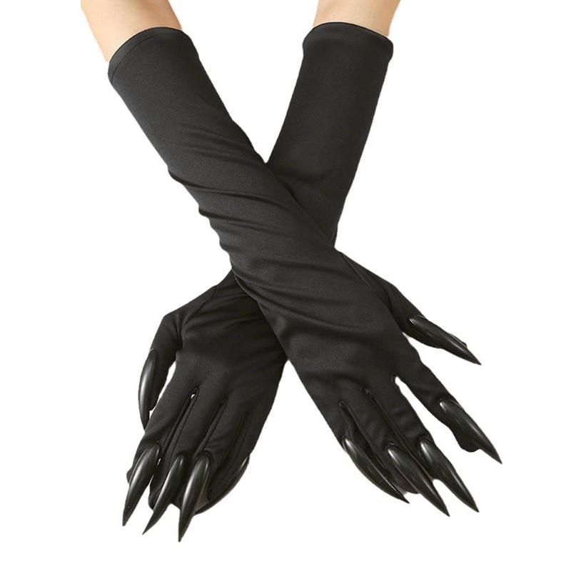 1Pair Vampire Claw Gloves Masquerade Wear Cosplay Funny Halloween Costume Gloves Black Mardi Gras Sparkly Scary Claw Gloves