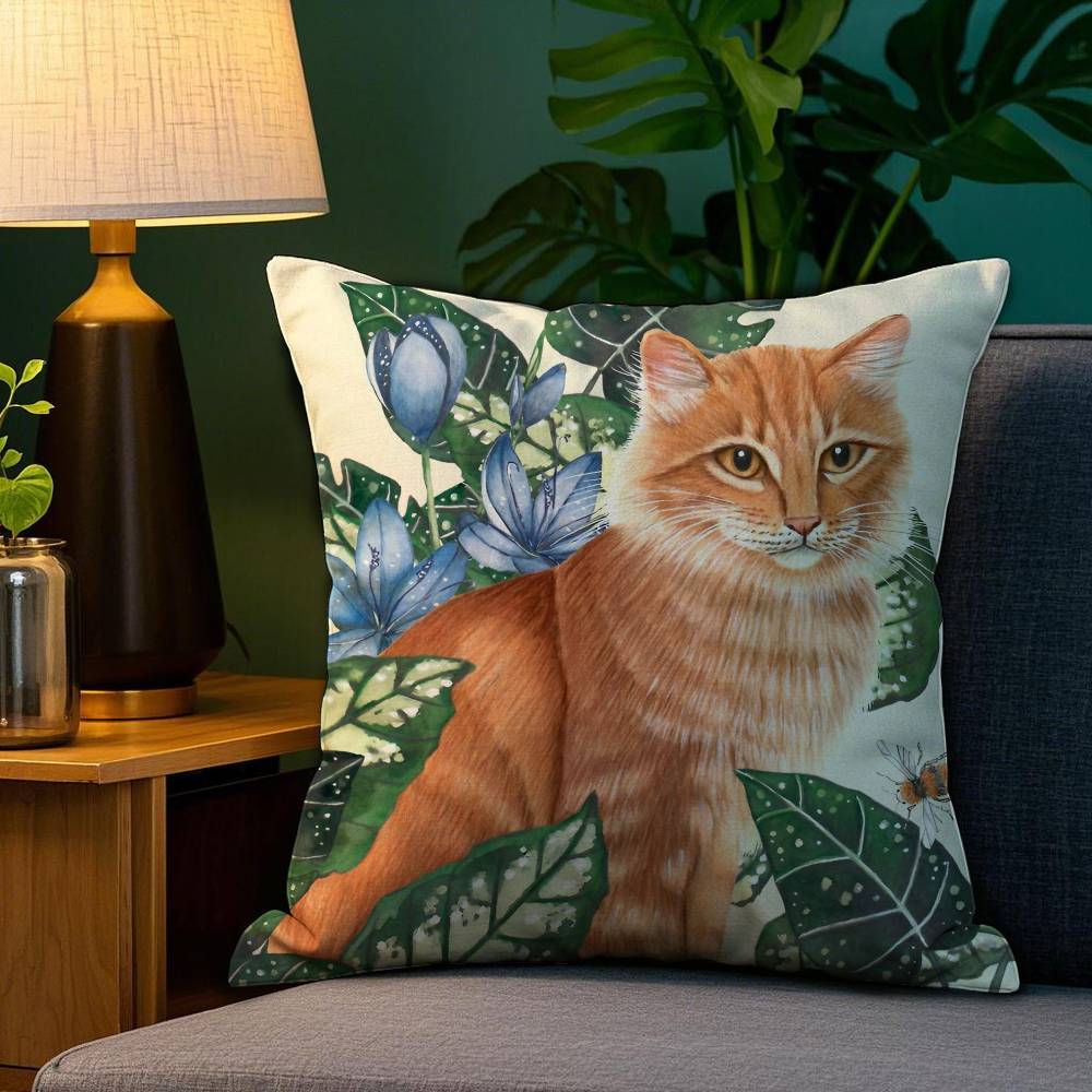 Anime Kwaii Plant CatS Pillow Case Plush Fabric Soft Double Sided Print Home Sofa High Quality Cushion Cover Throw