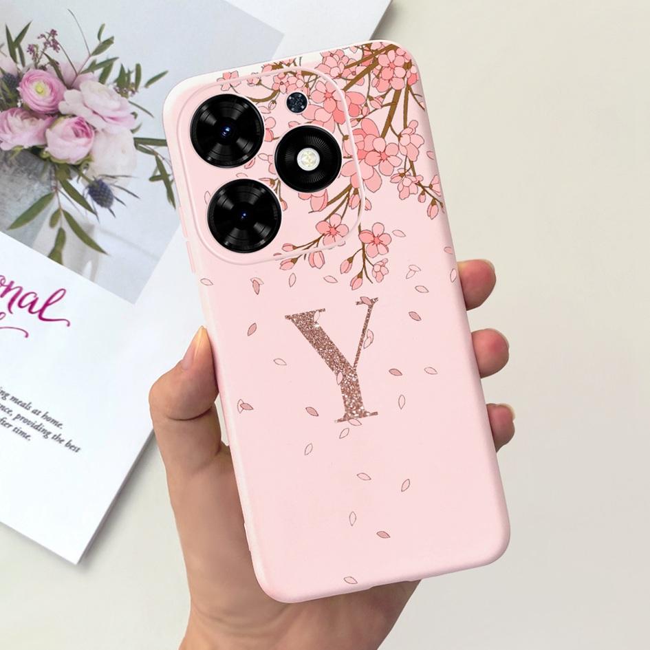 For Tecno Spark Go 2024 Case BG6 Cover Cute 26 Letters Crown Silicone Phone Cases For Tecno SparkGo 2024 Bumper Shockproof Funda