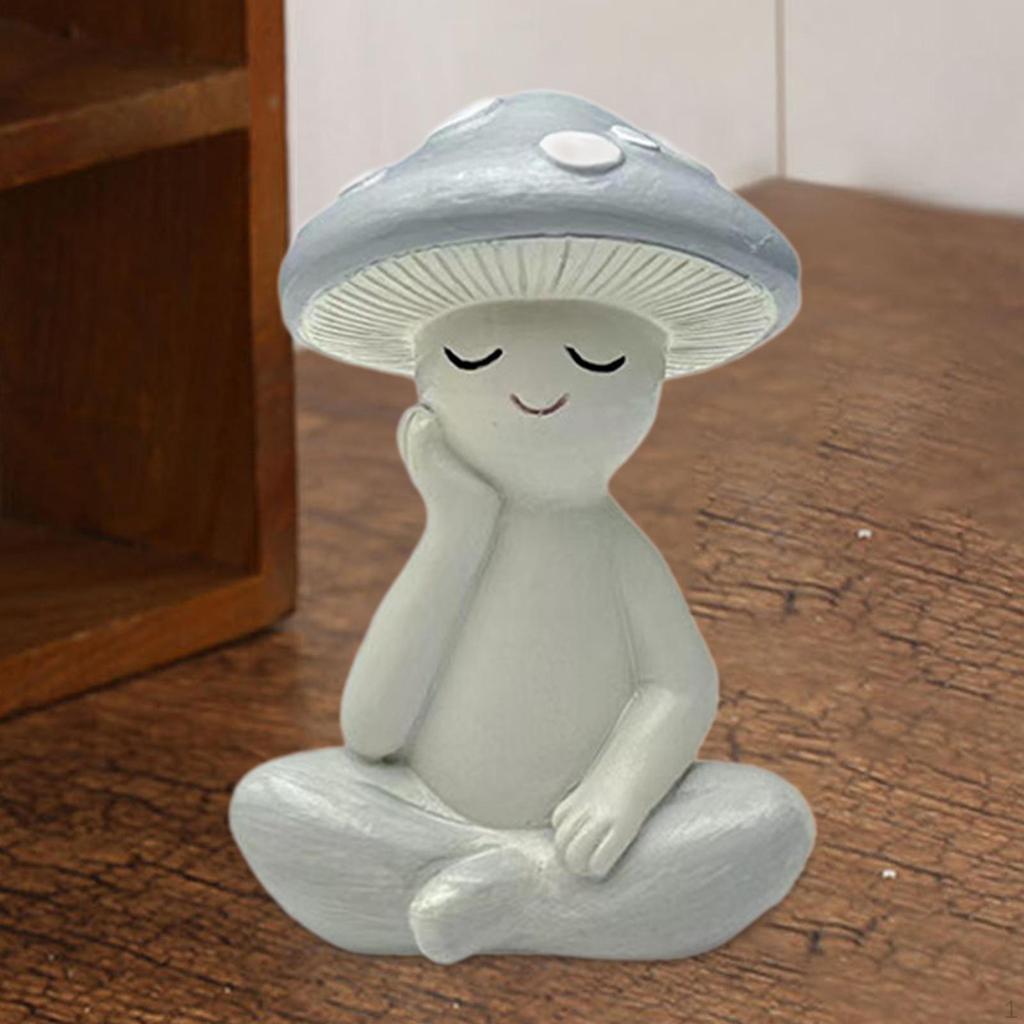 Meditationspilz Statue Dekorative Figur Kunsthandwerk Niedliches Schreibtischornament Kleine Skulptur für