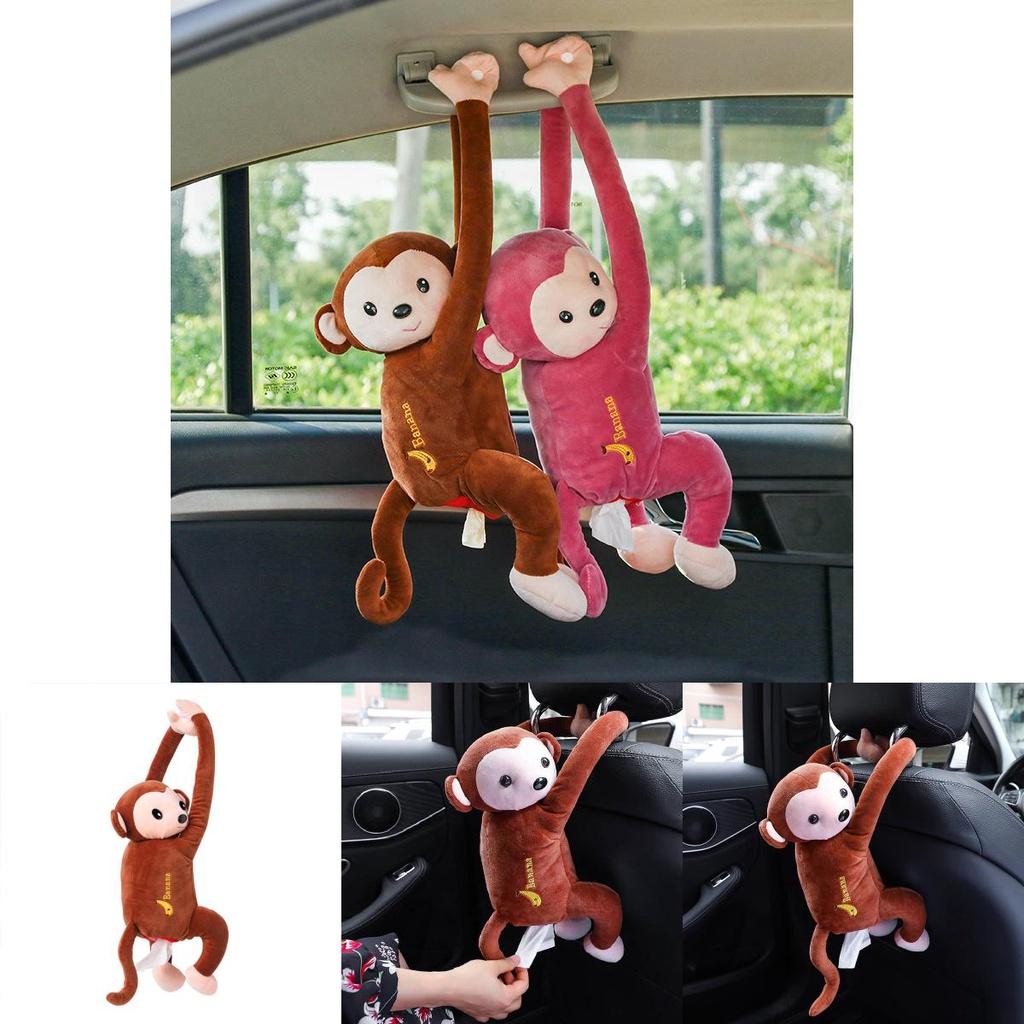Auto Innenraum Dekoration Affe Taschentuchbox Niedlicher Sitzlehnen Hängender Taschentuchhalter Cartoon Affen Design