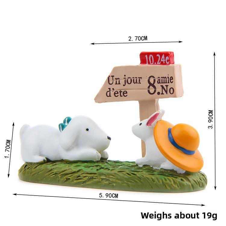 Resin Garden Cartoon Sign With Dog And Rabbit Design For Gifts Gardening