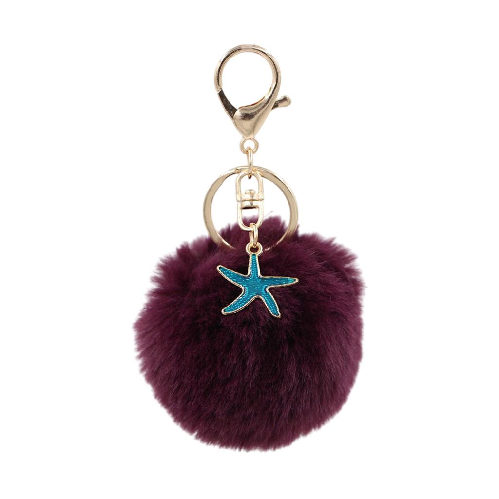 Soft Plush Starfish Keychain Accessory Durable Starfish Furry Sphere Keychain Key Chain Accessory for Fashion Lovers