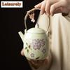 220ml Hand-painted Hydrangea Lifting Handle Teapot Luxury Tea Infuser Pot Tea Maker Kettle with Strainer Tea Services Ornaments