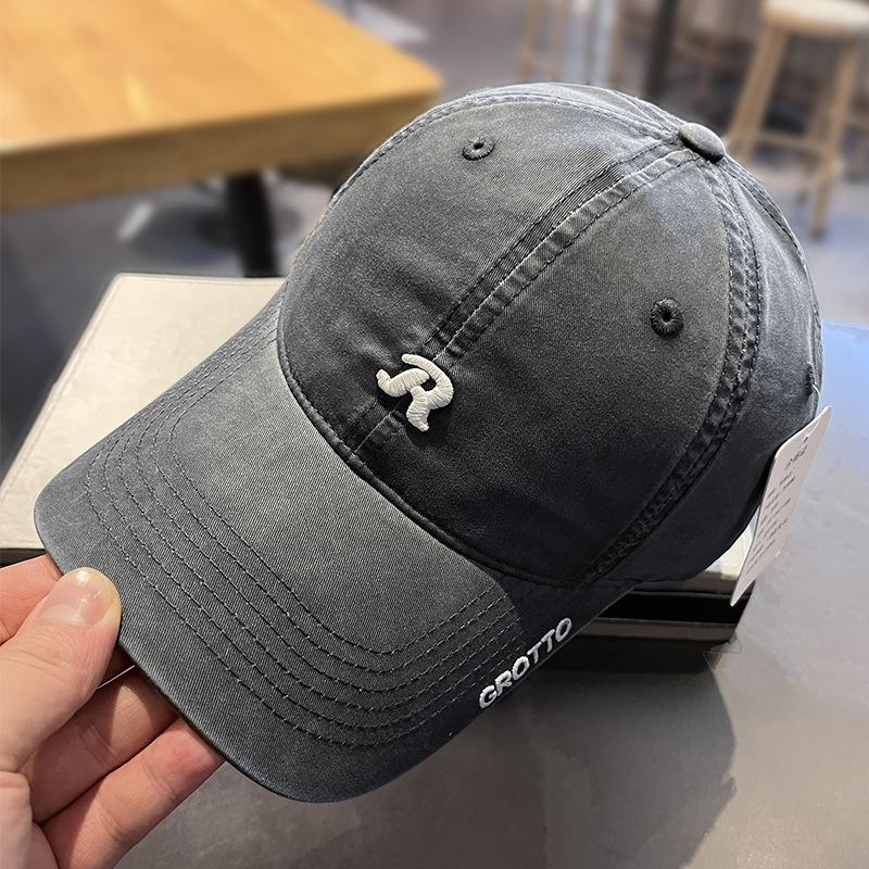 

Модная бейсболка с вышивкой в виде буквенной наклейки, новая универсальная ретро-кепка весна-осень 2025 55-59 (Adjustable) серый