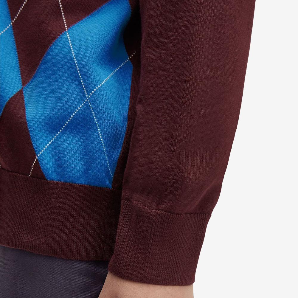 FRED PERRY [Sharp] Argyle Long Sleeve Knit Shirt - Oxblood Afpm253K318-597