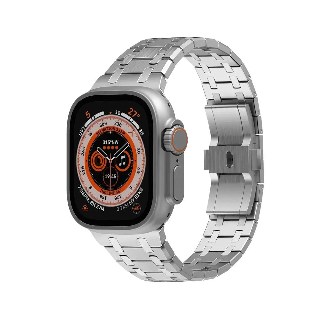 Stainless Steel Band for Apple Watch Ultra 2 49mm 46mm 45 44 42 Luxury Metal Frost Strap Bracelet for IWatch Series10 9 8 7 6 SE