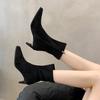 Autumn Street Style Pointed Toe Slim Women Ankle Boots Fashion Square Heels Shoes Female Modern Short Booties