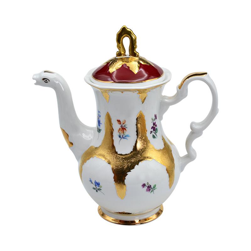 Karosa European Relief Gold Coffee Cup Set - Luxury Gold-Trimmed High-Temperature Bone China Cups & Saucers in Gift Box