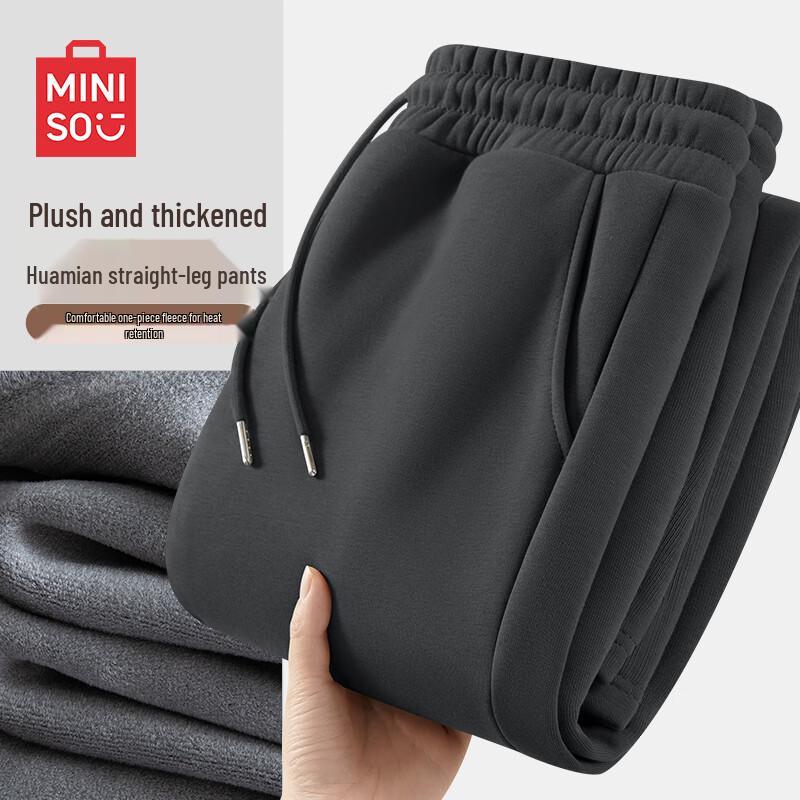 

MINISO Men s Winter Fleece Straight-Leg Casual Pants 2XL