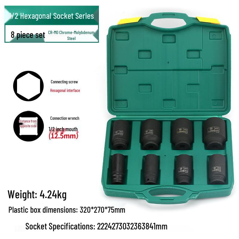 Heavy Duty 1/2" Electric & Pneumatic Hex/Torx Socket Set for Extended Wind Gun & Wrench