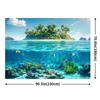 2D Printed Split Ocean View Backdrop, Tropical Island with Underwater Coral Reef Photography Background