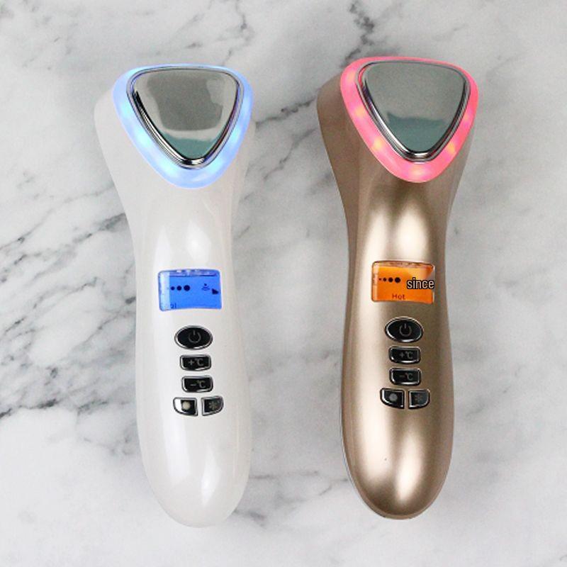 Ultrasonic Ion Face Massager with Hot/Cold Therapy & Light Rejuvenation