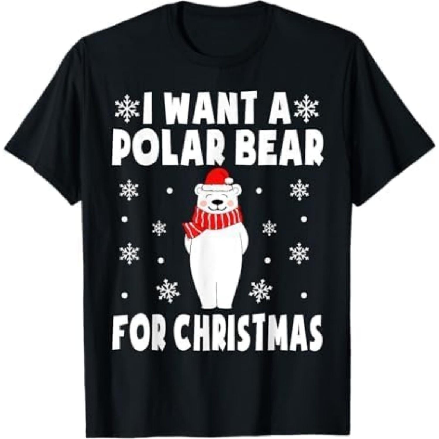 I Want A Polar Bear for Christmas Polar Bear Pajamas Kids T-Shirt VCX Mens Womens Tank Top Sweatshirt Hoodie Black S