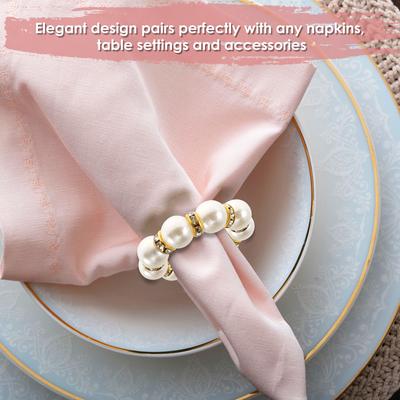 24/120Pcs Pearl Napkin Rings Elegant Pearl Elastic Serviette Holder For Christmas Birthday Wedding Party Banquet Table Decor