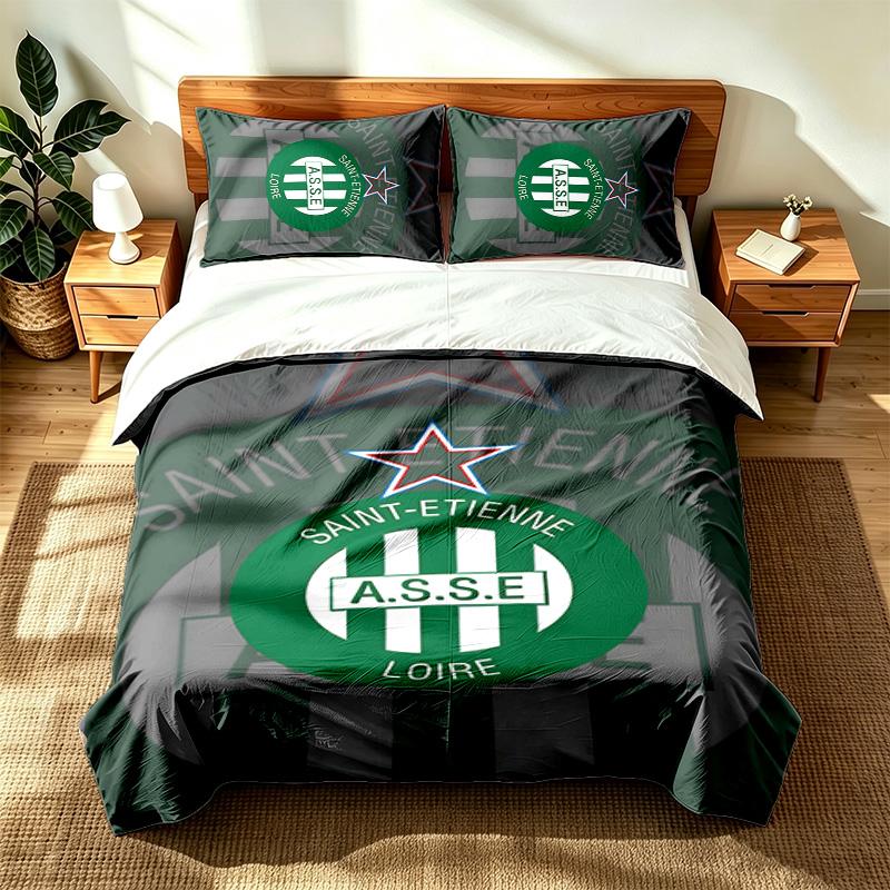 AS Saint Etienne (1) 3pc set suitable for master bedrooms soft and comfortable an ideal gift for family and friends Includes one duvet cover and two p