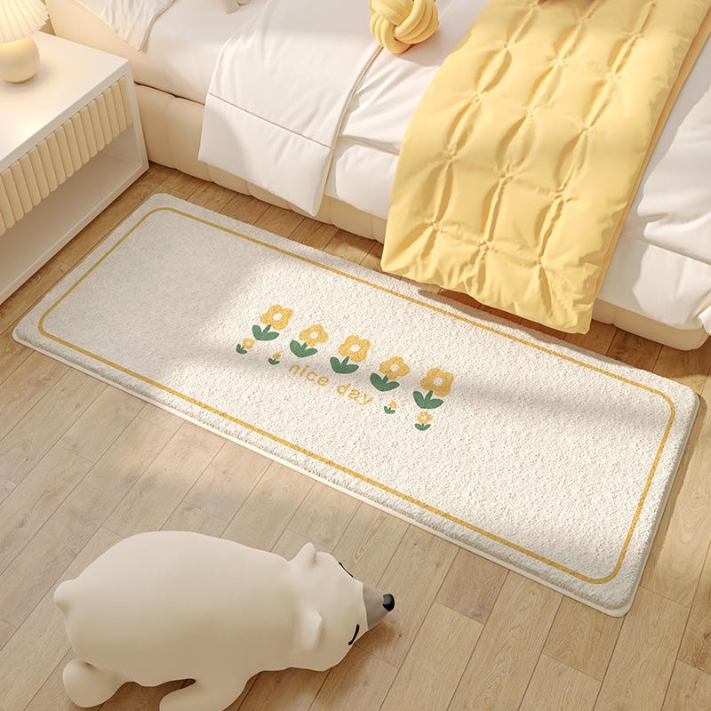 

VIKAMA Minimalist Style Faux Cashmere Carpet Bedroom Bedside Rugs Office Long Non-Slip Floor Mats Home Decoration 40X120CM(1.3X3.9FT