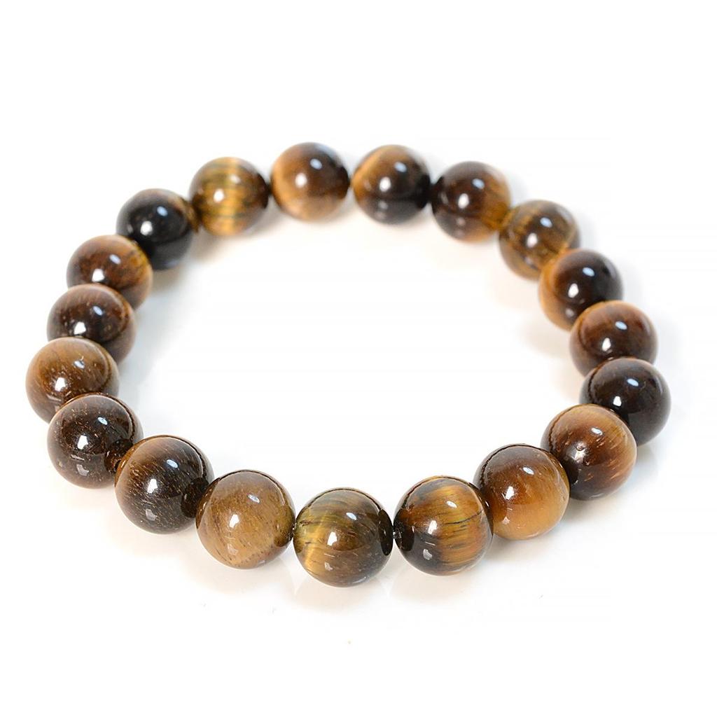 Tiger Eye Stone Beaded Bracelet 10mm for Men & Women, Natural Crystal Bracelet