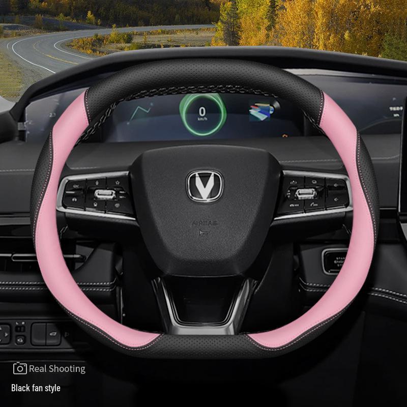 Genuine Leather Steering Wheel Cover for Changan UNIV, UNIK, 2nd Gen CS55 Plus