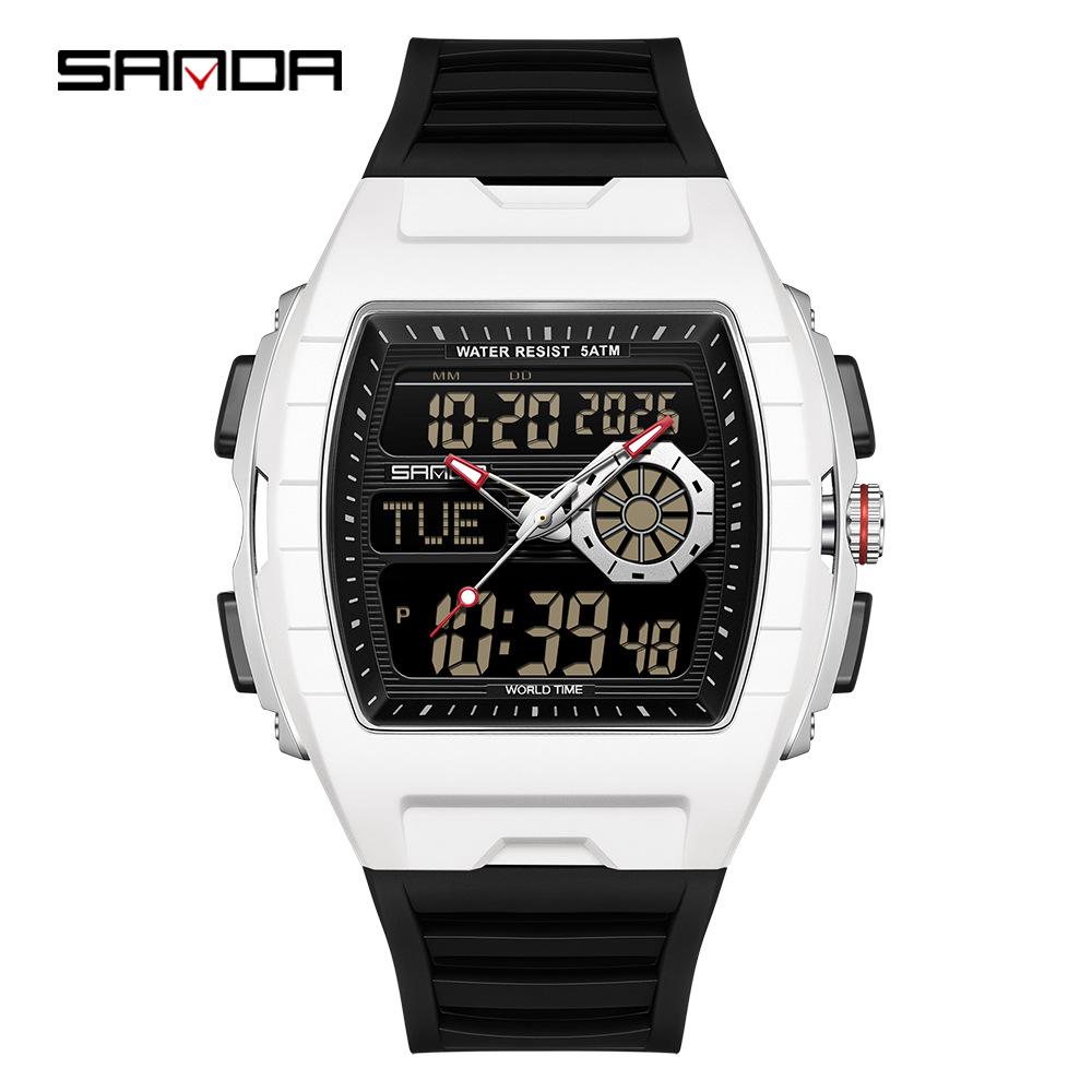Sanda Trendy Multifunctional Sports Watch with Countdown, Snooze & Luminous Waterproof Features for Students - Model 3397