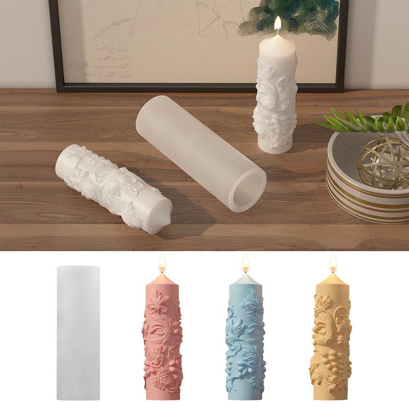 Cylinder Świece Zapachowe Forma Silikonowa DIY Forma do Gipsu z Kroplownikiem Forma na Świecę Kolumnową Winogronowa Ozdoba na Biurko Wyrób Świec