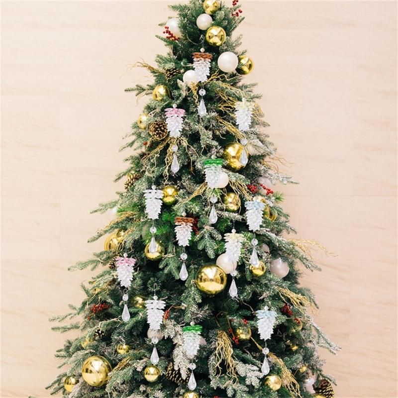 Realistic Acrylic Pinecone Christmas Tree Hanging Decoration Transparent Pine Cone Festival Home Ornament