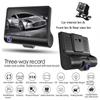 3 Lens Driving Recorder 4" Touch Screen 1080P Car DVR Dash Cam Video Recorder with G-sensor Motion Detection Parking Guard