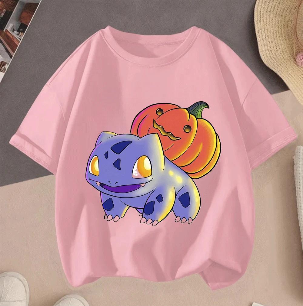 2026 Summer Pikachu 2D Cartoon Print Short Sleeve Tops Teen Casual Fashion Tees Hot Sale
