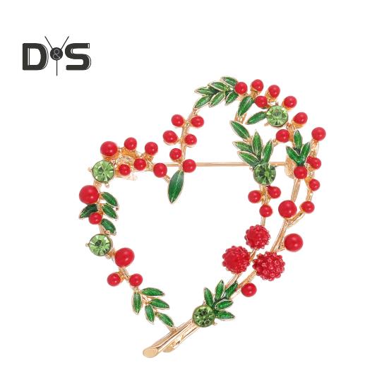 

Vintage Oil Drop Mimosa Fruit Brooch Love Wreath Corsage Shiny Rhinestones Clothes Hat Badge Mother Day Gift червоний