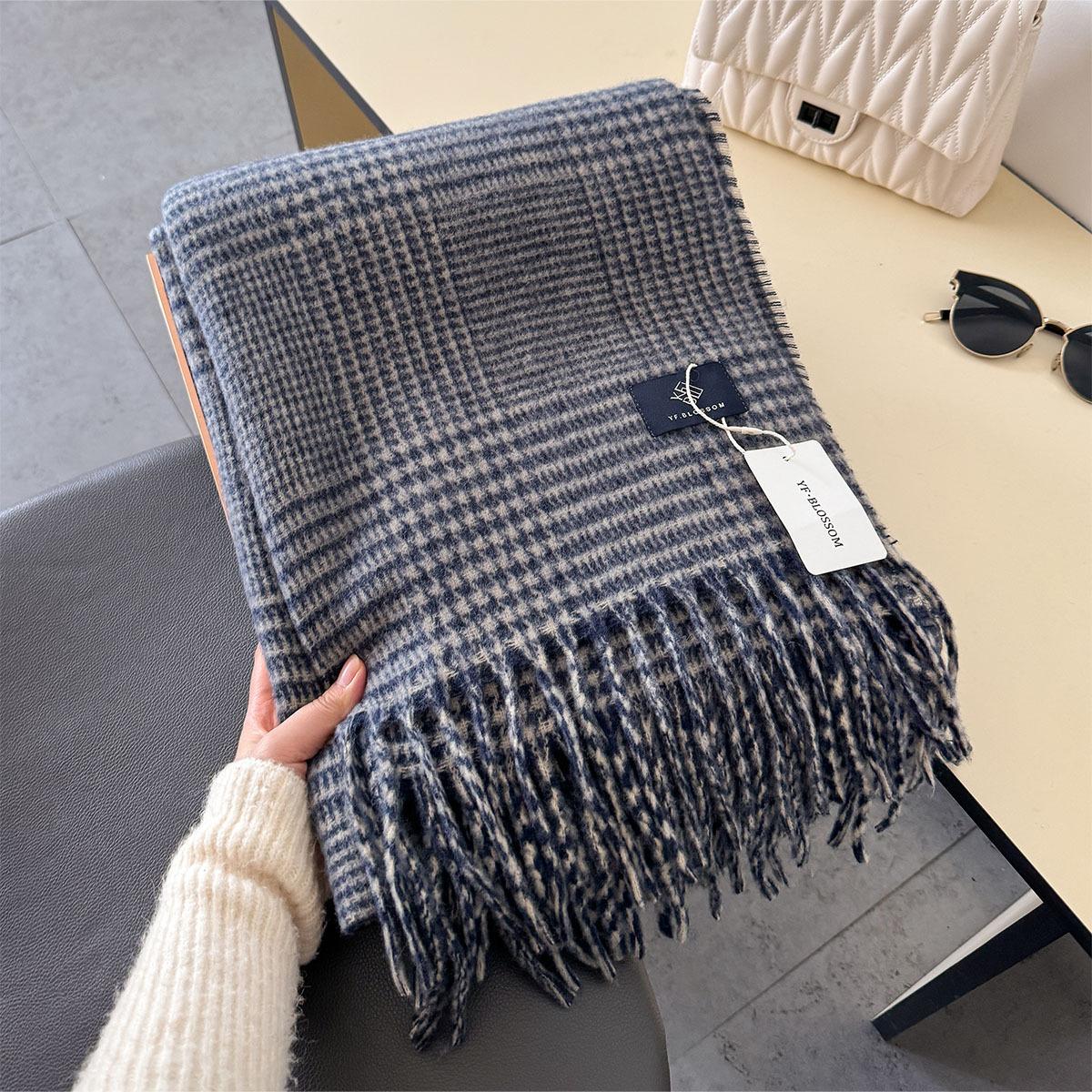 

Korean Double Side Imitation Cashmere Scarf Winter Women Scarves Shawl Ladies Long Thickened Warm Knitted Scarf Hijab Stole 210X63cm