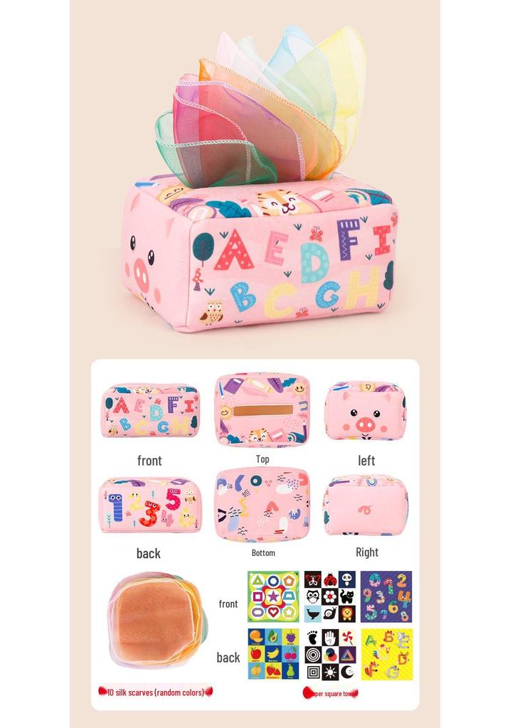 Indestructible Baby Tissue Box Toy: Early Learning Pull-Out Tissues for Ages 0-1