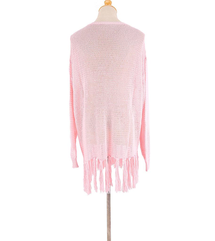 Capa de Praia Europeia e Americana com Franjas: Roupa de Praia Tricotada Vazada, Proteção Solar para Férias à Beira-Mar