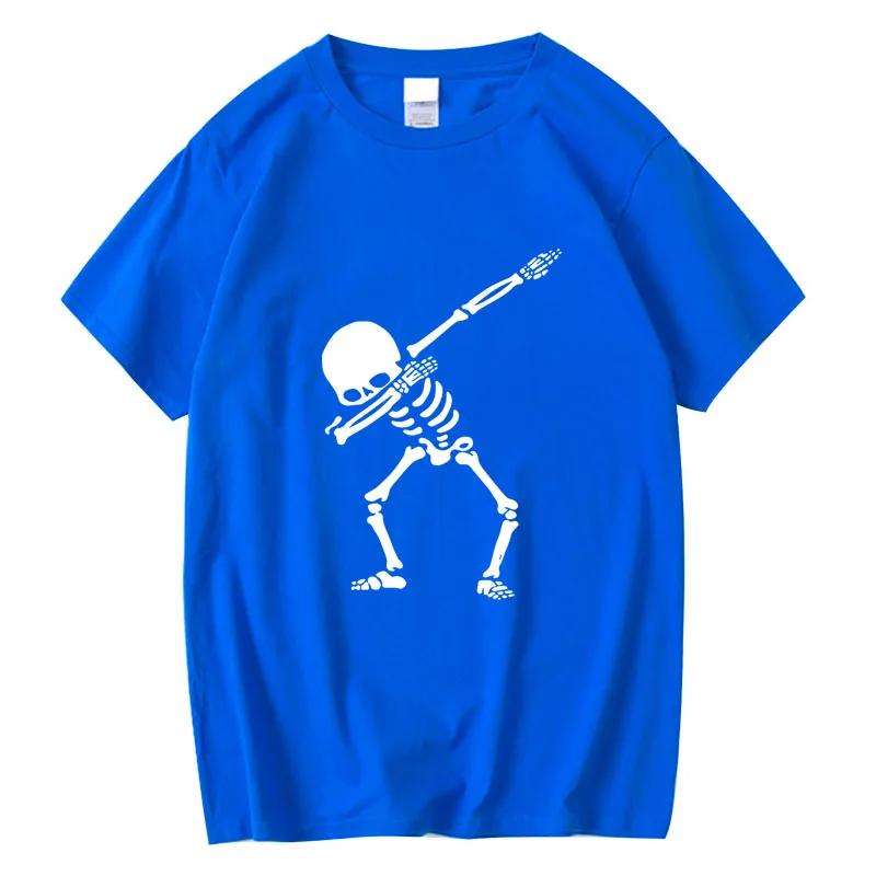 

Men s Cotton Funny Skull Design Print Summer Loose O-neck Men Tshirt Short Sleeve T-shirt Male Tee Tops XXXL