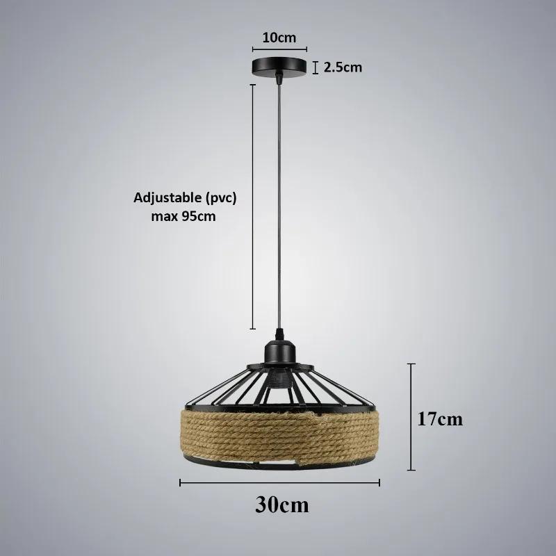 

Industrial Pendant Light, Vintage Black Metal Lamp with Manila Rope, Rustic Wall Sconce for Bathroom Hallway Living Room NO BULB жовтий