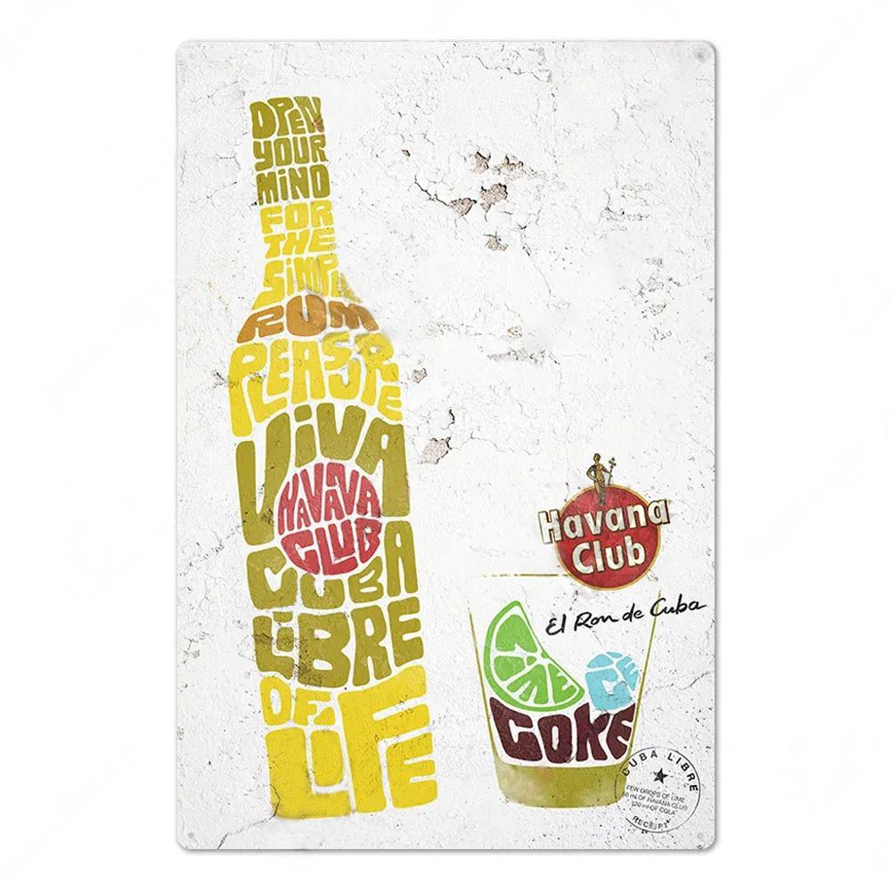 Havana Rum Vintage Tin Signs Metal Posters Decor Retro Plaque Stickers for Pub Club Man