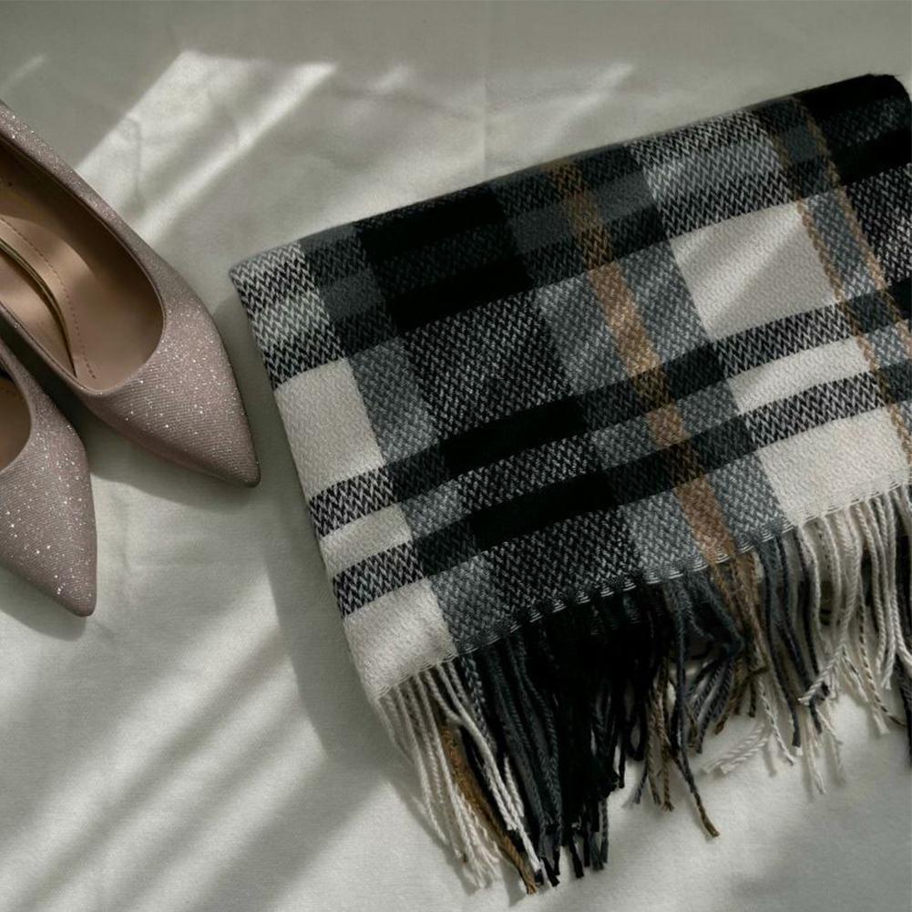 Women Fashion Plaid Scarf Winter Sweet Warm Imitation Cashmere Shawl Neck Warmer For Birthday Gifts